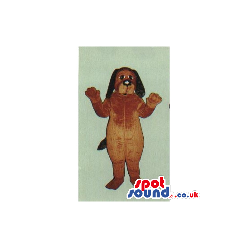 Customizable Brown Dog Pet Plush Mascot With Long Black Ears -