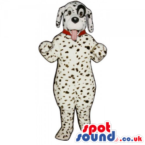 Customizable Dalmatian Dog Mascot With Dots Wearing A Red
