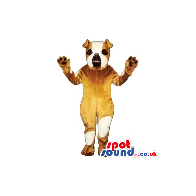 Customizable Brown Bulldog Mascot With White Spots - Custom