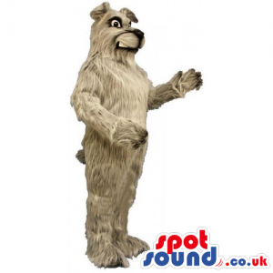Customizable Grey Hairy Dog Mascot With Angry Face - Custom