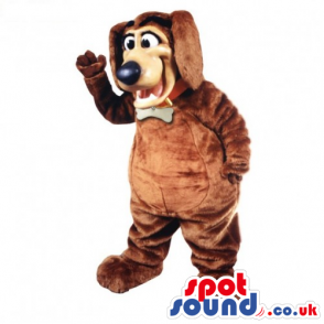 Customizable Brown Dog Mascot Wearing A Red Collar With Name