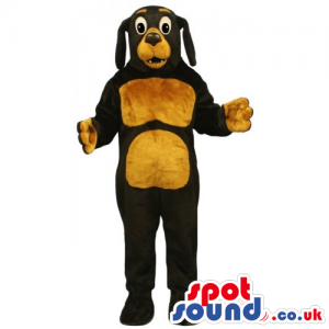 Customizable Black Dog Mascot With Brown Belly And Mouth -