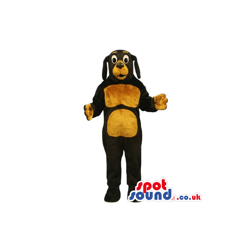 Customizable Black Dog Mascot With Brown Belly And Mouth -