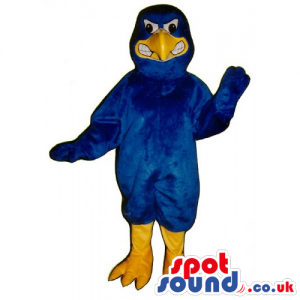 Customizable Blue Bird Character Mascot With An Angry Face -