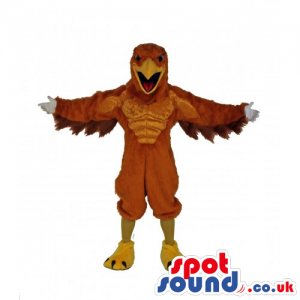 Customizable Strong Eagle Bird Mascot In Brown And Yellow -