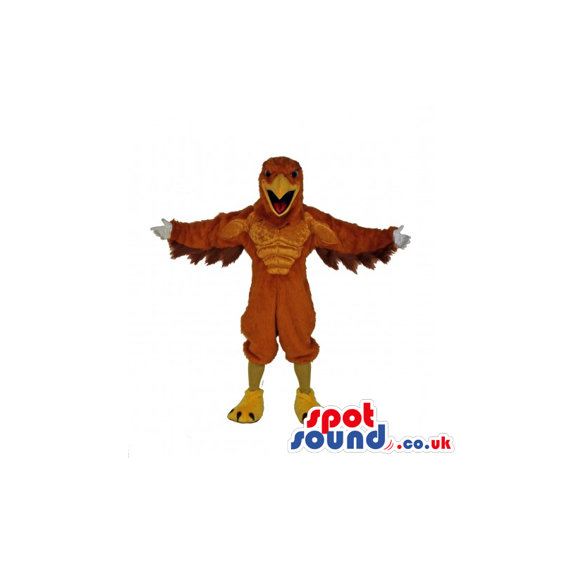 Customizable Strong Eagle Bird Mascot In Brown And Yellow -