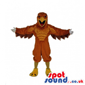 Customizable Strong Eagle Bird Mascot In Brown And Yellow -