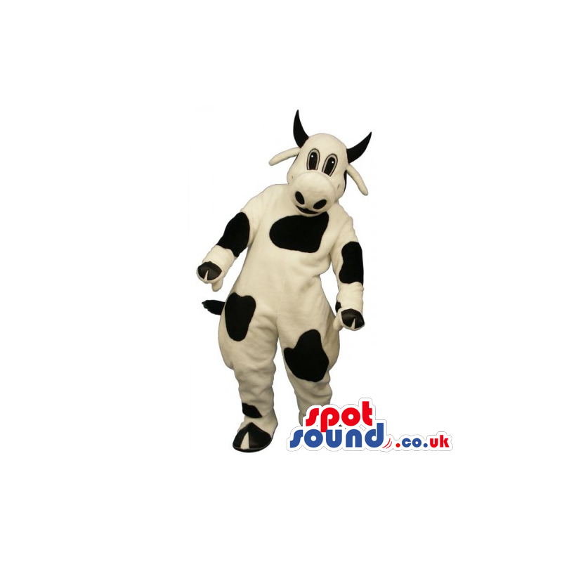 Customizable Cow Animal Mascot In White With Black Spots -