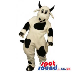 Customizable Cow Animal Mascot In White With Black Spots -