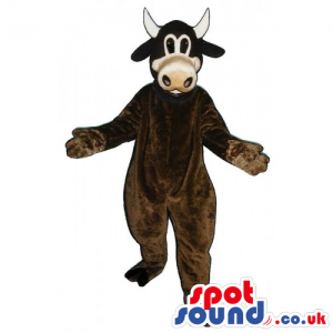 Customizable Cow Animal Mascot In Brown Without Spots - Custom