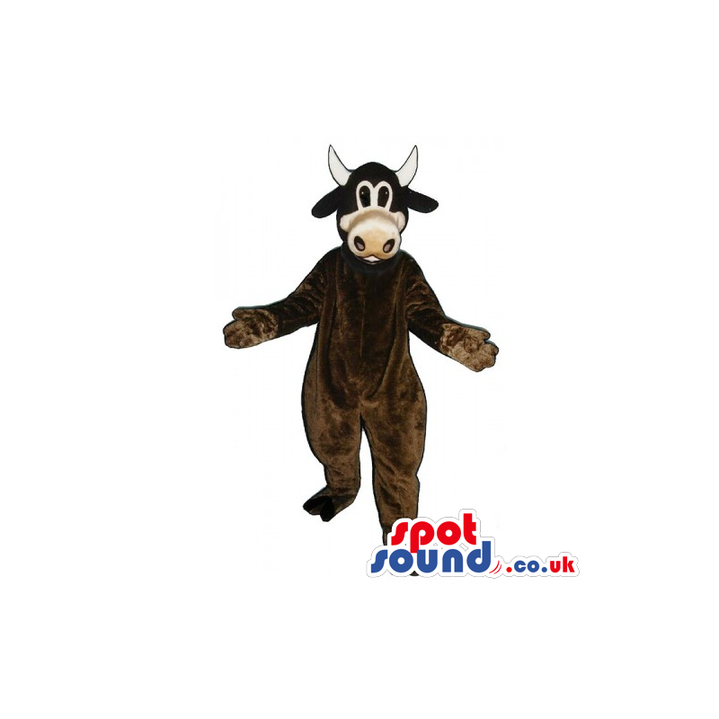 Customizable Cow Animal Mascot In Brown Without Spots - Custom