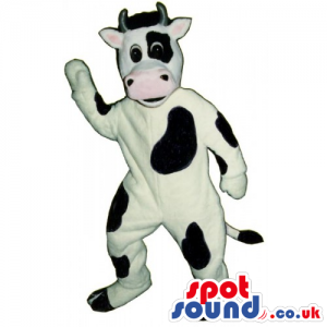 Customizable Cow Mascot Wearing Red Sunglasses And Overalls -