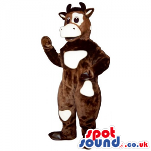 Customizable Cow Mascot In Brown With White Spots - Custom