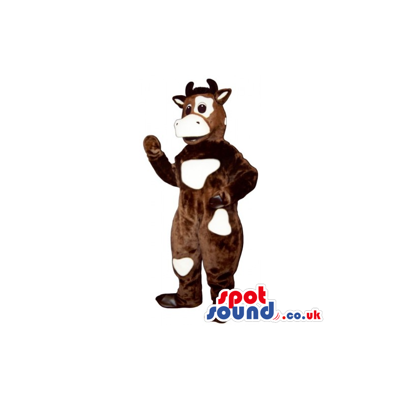 Customizable Cow Mascot In Brown With White Spots - Custom