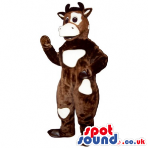 Customizable Cow Mascot In Brown With White Spots - Custom