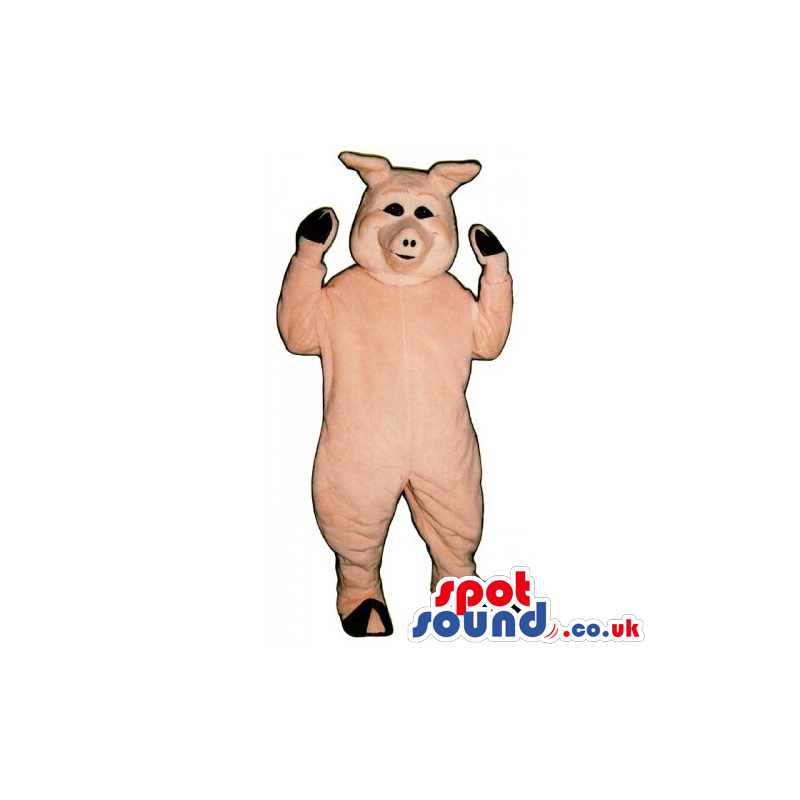 Customizable Plain Pig Mascot With Space For Logos And Small