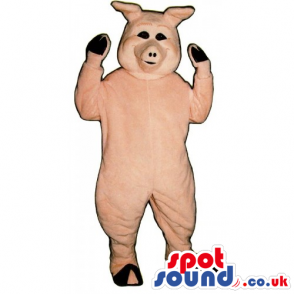 Customizable Plain Pig Mascot With Space For Logos And Small