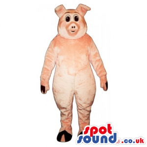 Customizable And Plain Pig Mascot With Small Round Black Eyes -