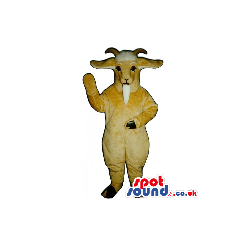 Customizable Plush Brown Goat Mascot With White Beard - Custom
