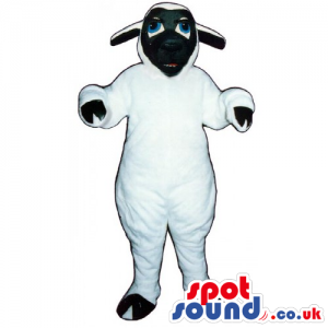 Customizable Plush White Sheep Animal Mascot With A Black Face