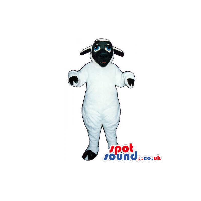 Customizable Plush White Sheep Animal Mascot With A Black Face