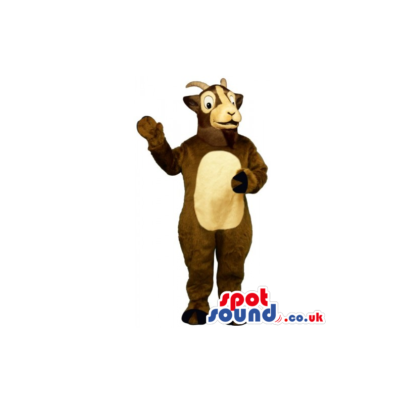 Customizable Funny Brown Goat Animal Mascot With A Beige Belly