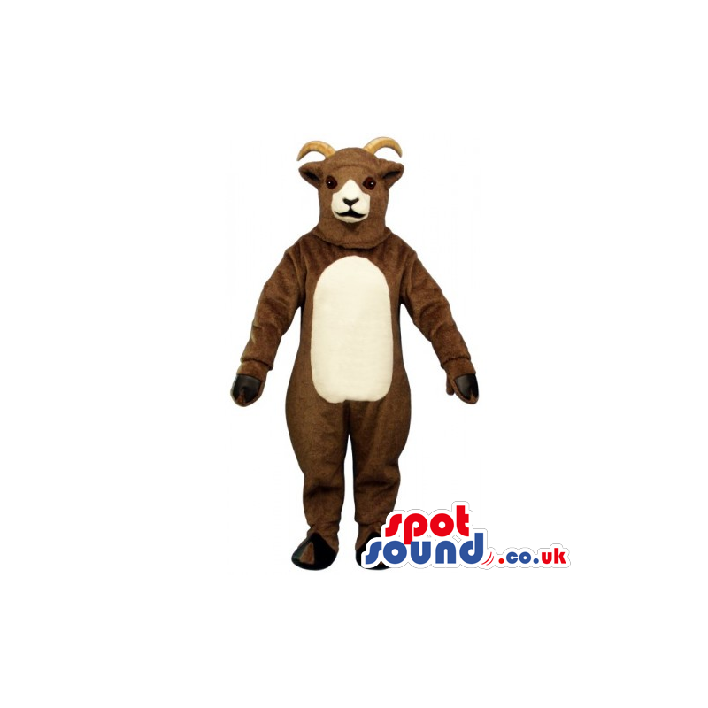 Customizable Brown Goat Mascot With A Beige Belly And Small