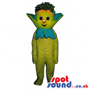 Customizable Green Creature Fantasy Mascot With Red Nose -