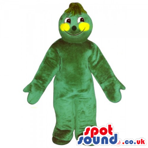 Customizable Green Courgette Vegetable Mascot With Yellow