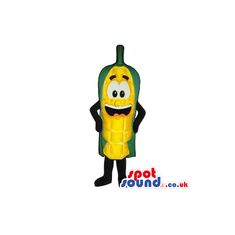 Customizable Corncob Mascot With Big Eyes And Smile - Custom