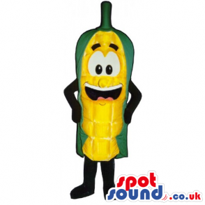 Customizable Corncob Mascot With Big Eyes And Smile - Custom