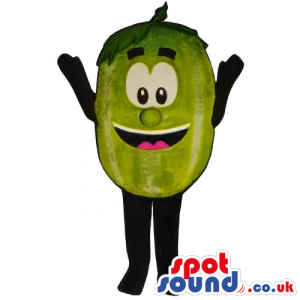 Customizable Green Pea Mascot With Big Eyes And Smile - Custom