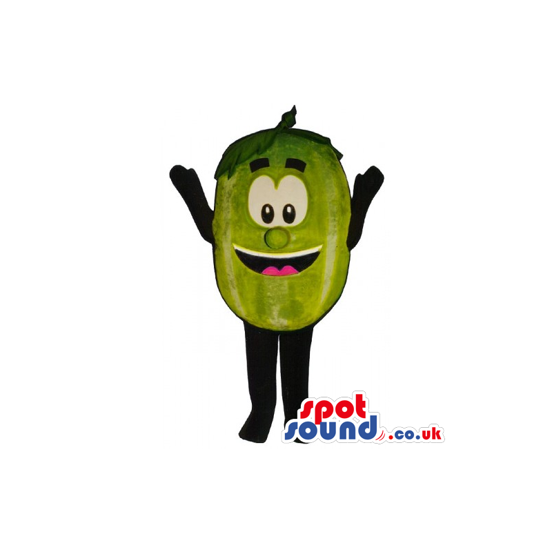 Customizable Green Pea Mascot With Big Eyes And Smile - Custom