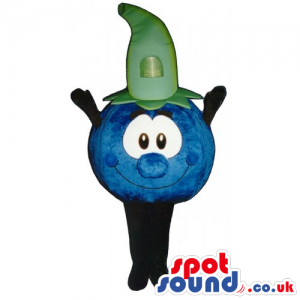 Customizable Blueberry Mascot With Big Eyes And A Green Hat -