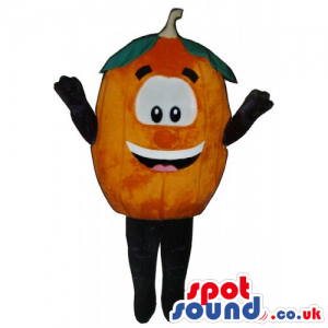 Customizable Orange Or Tangerine Mascot With Big Eyes And Smile