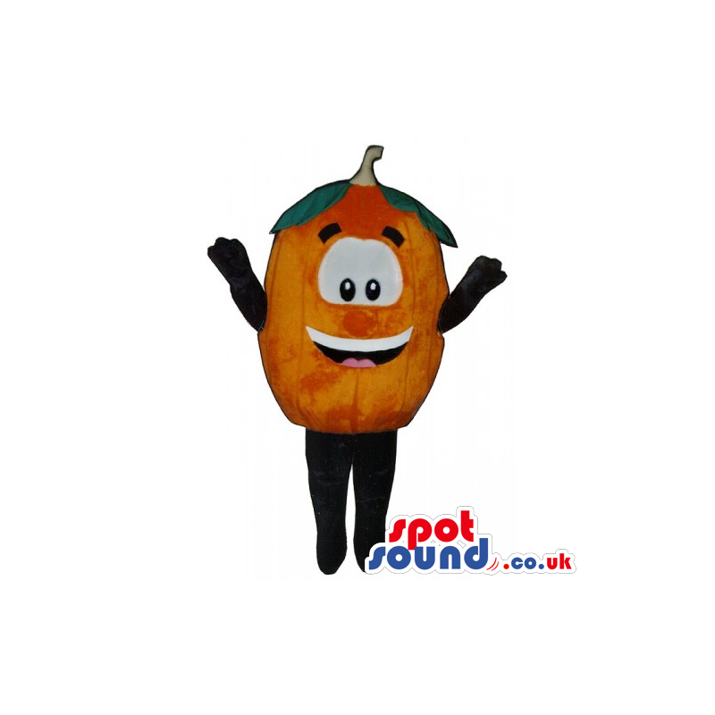 Customizable Orange Or Tangerine Mascot With Big Eyes And Smile