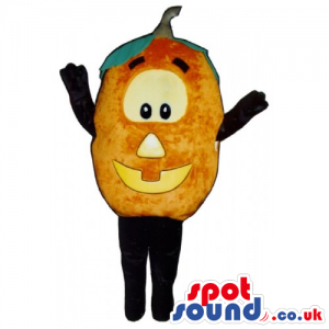 Customizable Plush Pumpkin Mascot With Big Eyes And Smile -