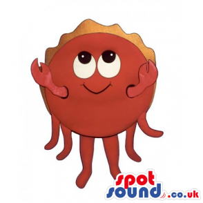 Customizable Red Round Crab Seafood Mascot With Funny Eyes -
