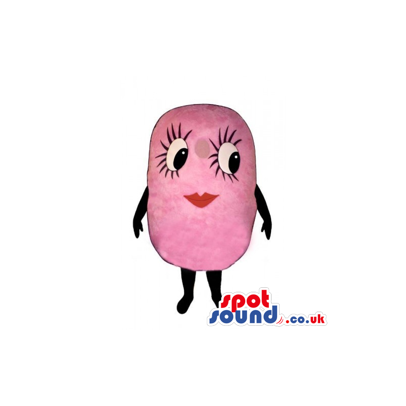 Customizable Pink Marshmallow Mascot With Red Lips And