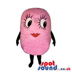 Customizable Pink Marshmallow Mascot With Red Lips And