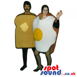 Customizable Couple Sandwich And Fried Egg Mascot Or Costume -