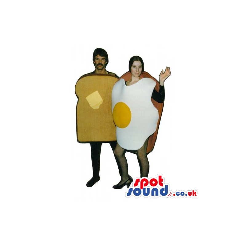 Customizable Couple Sandwich And Fried Egg Mascot Or Costume -