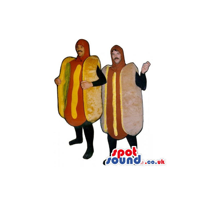 Couple Hot Dog Mascot Or Costume With Ketchup And Mud - Custom