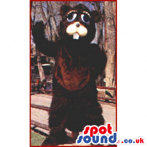 Customizable Plush Brown Raccoon Animal Mascot With Blue Eyes -