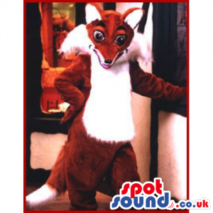 Customizable Plush Brown Fox Mascot With A White Hairy Belly -