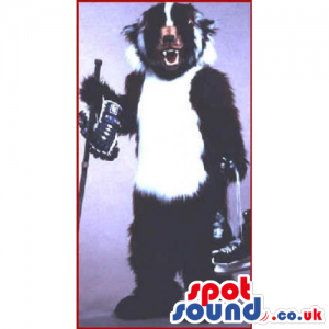 Customizable Hairy White And Black Skunk Animal Mascot - Custom