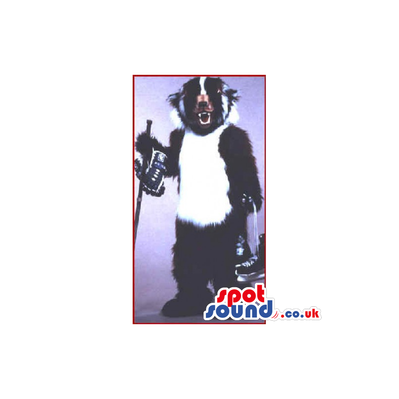 Customizable Hairy White And Black Skunk Animal Mascot - Custom