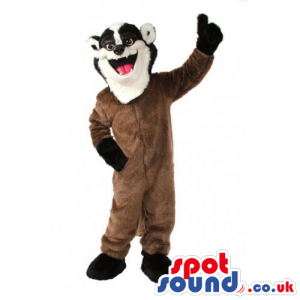 Customizable Brown Plush Skunk Mascot With Black And White Face