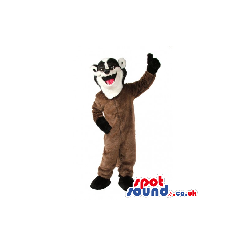 Customizable Brown Plush Skunk Mascot With Black And White Face