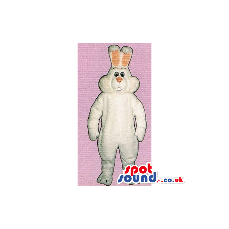 Plain All White Rabbit Mascot With A Pink Nose And Ears -